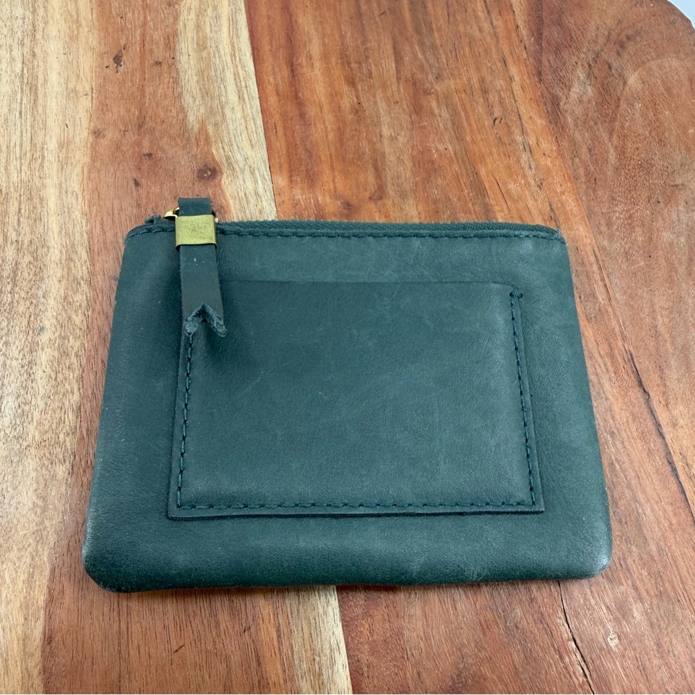Madewell Leather Pocket Pouch Wallet in Dark Forest green nc787